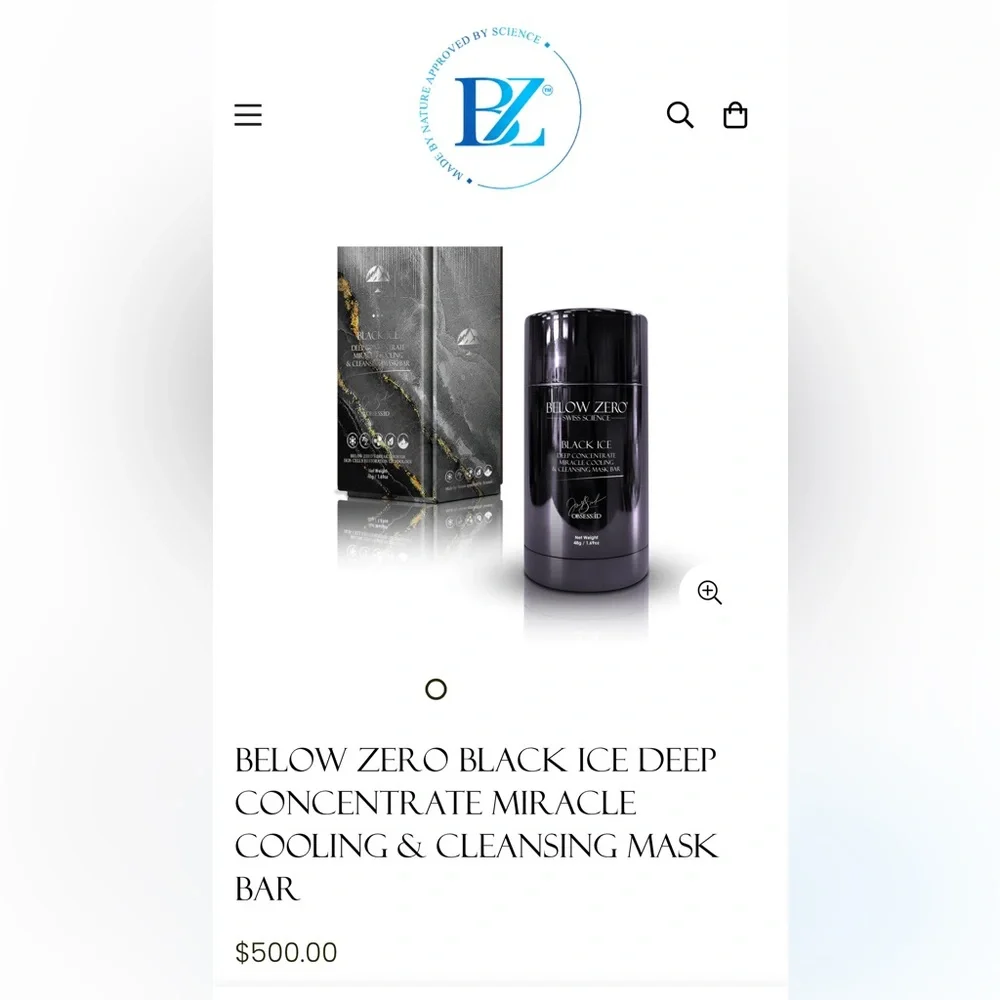 BELOW ZERO - black ice deep concentrate miracle cooling & cleansing mask bar